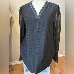 Black sheer sleeved blouse